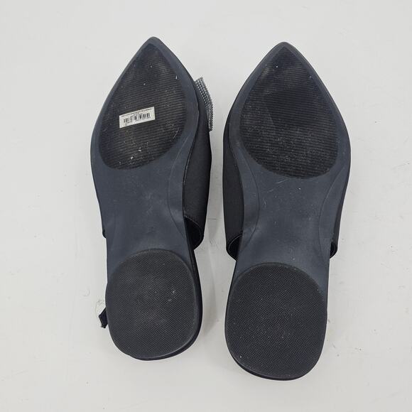 Torrid Black Embellished Bow Pointed Toe Slingback Flat Shoe 10 WW Coquette - Picture 6 of 10